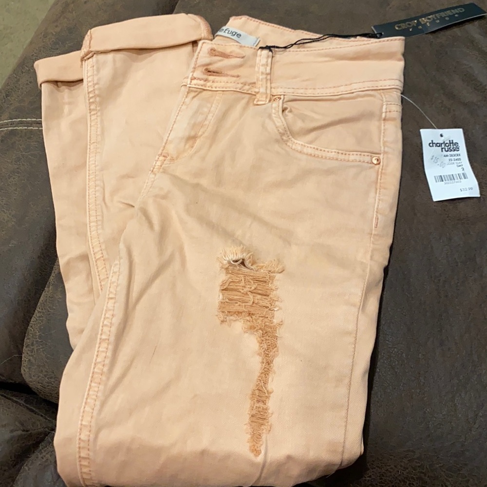 Cropped boyfriend jeans pink